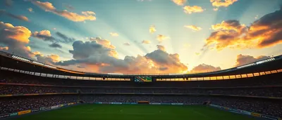 A sun-lit stadium terrace view of an intense friendly match, Colombian national team players in plain yellow shirts and...